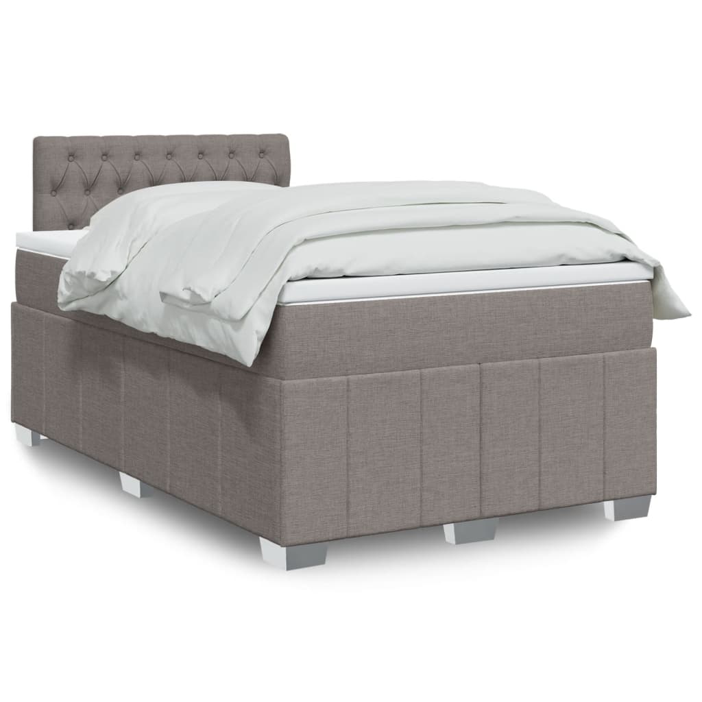 vidaXL Boxspringbett mit Matratze Taupe 120x200 cm Stoff