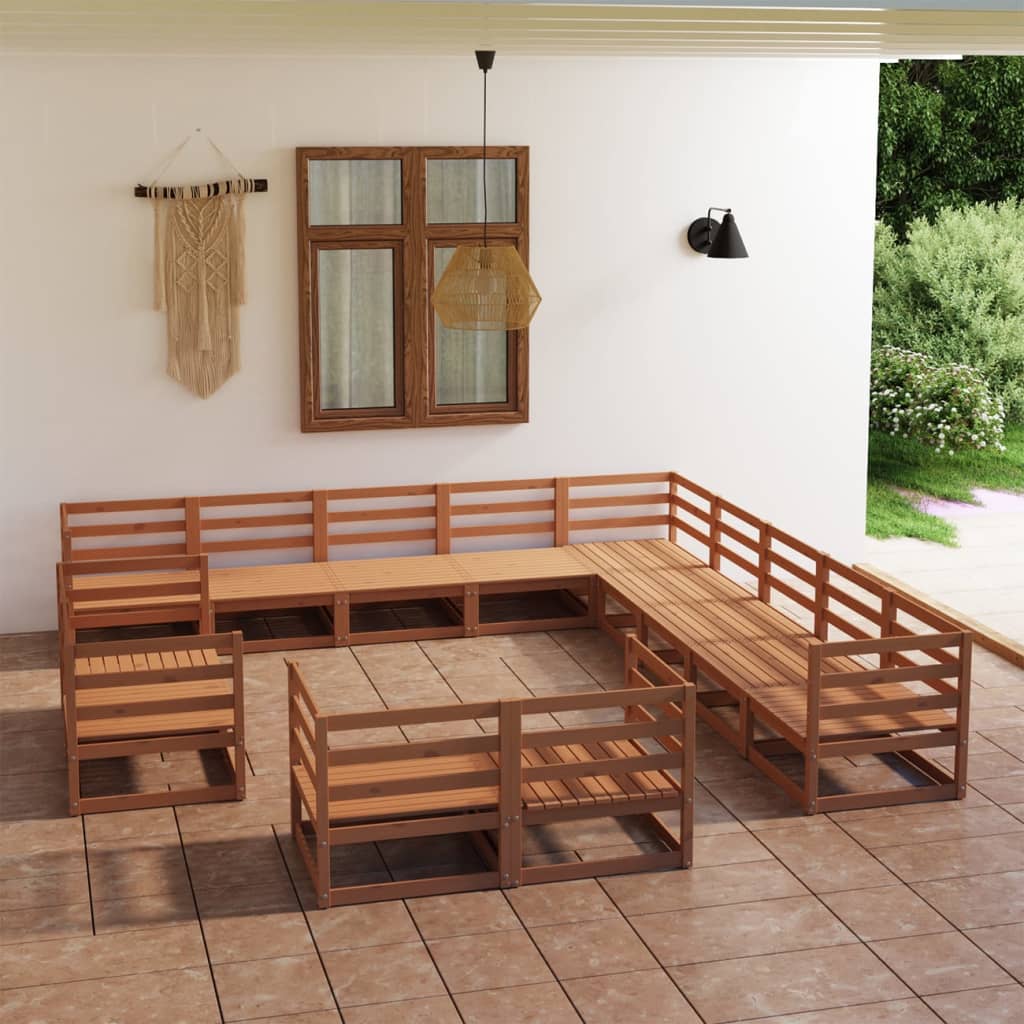 vidaXL 13-tlg. Garten-Lounge-Set Massivholz Kiefer