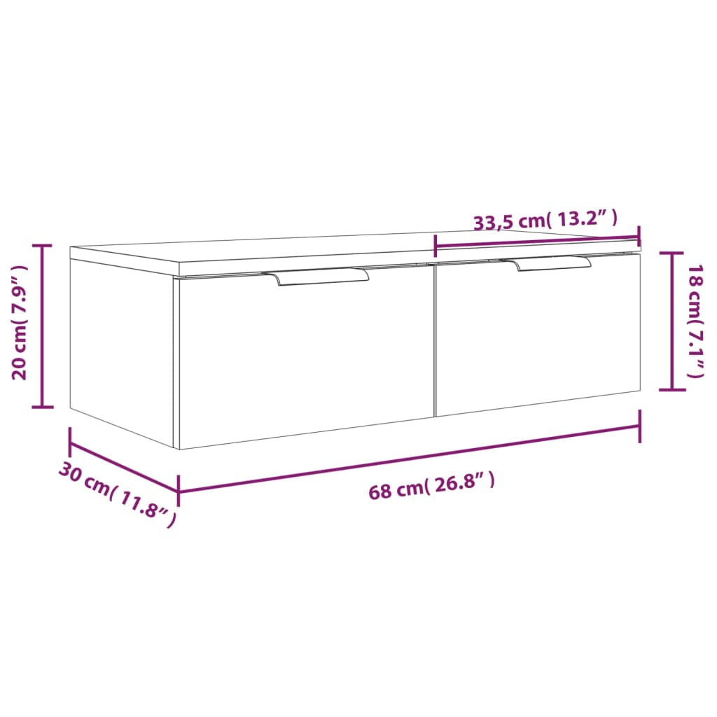 vidaXL Wandschrank Räuchereiche 68x30x20 cm Holzwerkstoff