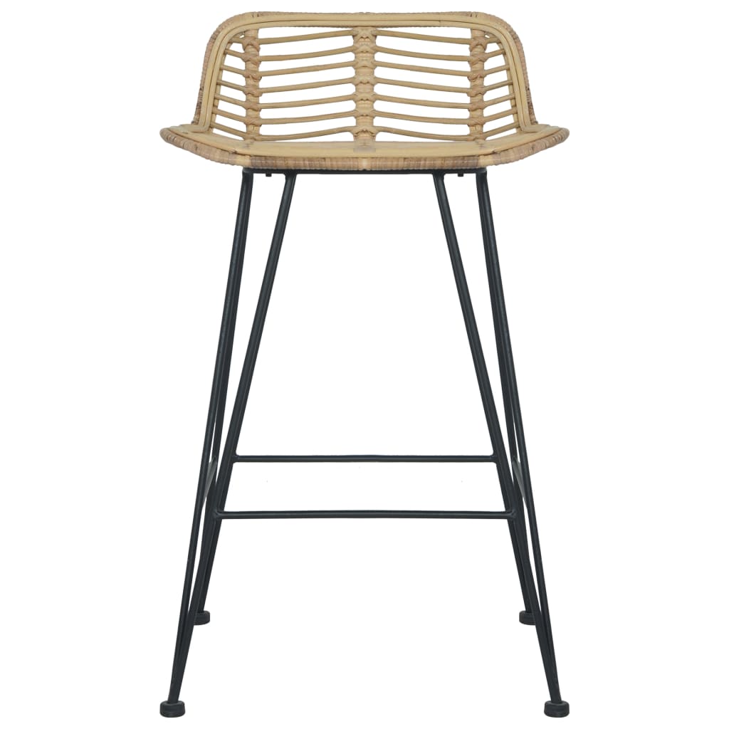 vidaXL Barhocker 2 Stk. Rattan Natur