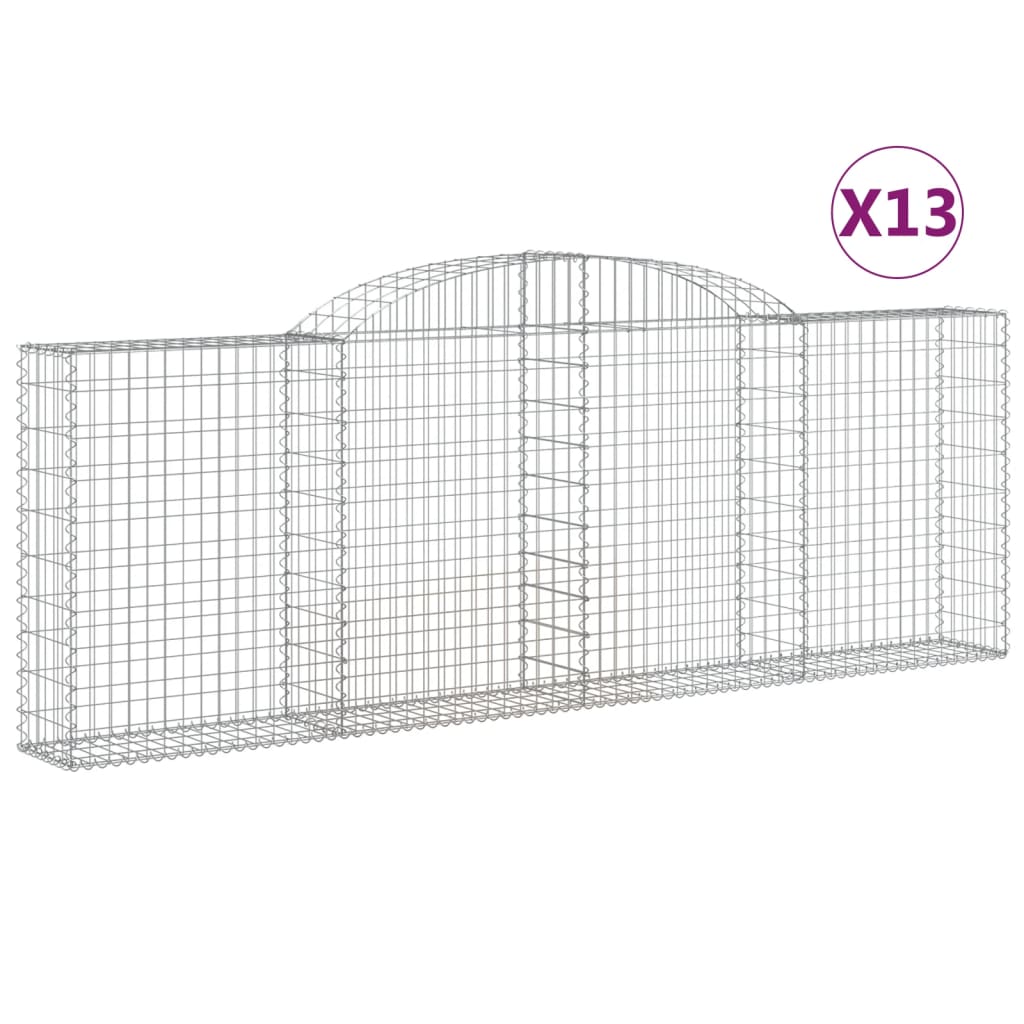 vidaXL Gabionen mit Hochbogen 13 Stk 300x30x100/120cm Verzinktes Eisen