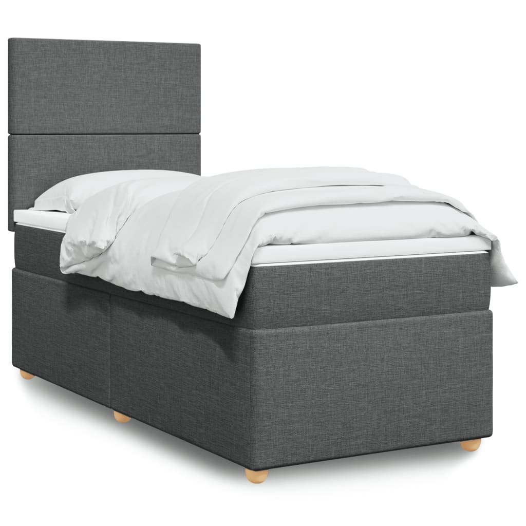 vidaXL Boxspringbett mit Matratze Dunkelgrau 80x200 cm Stoff