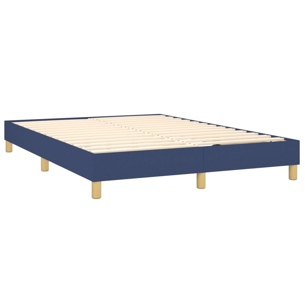 vidaXL Boxspringbett mit Matratze & LED Blau 140x200 cm Stoff