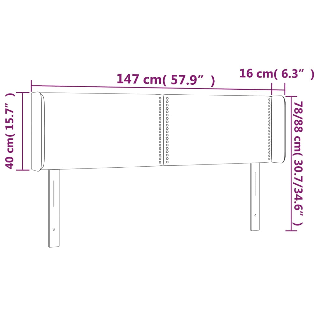 vidaXL LED Kopfteil Hellgrau 147x16x78/88 cm Stoff