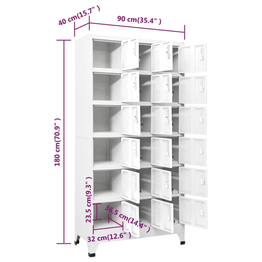 vidaXL Schließfachschrank mit 18 Fächern Metall 90x40x180 cm