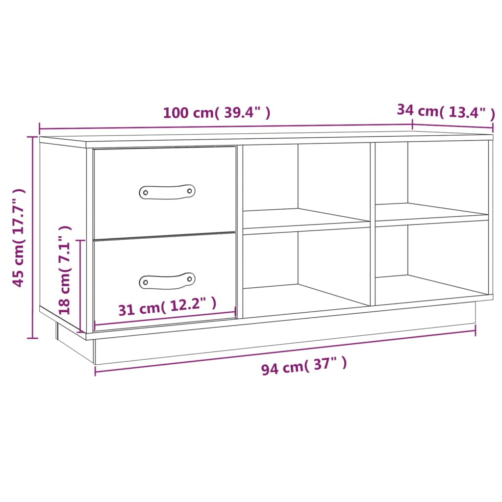 vidaXL Schuhbank Grau 100x34x45 cm Massivholz Kiefer