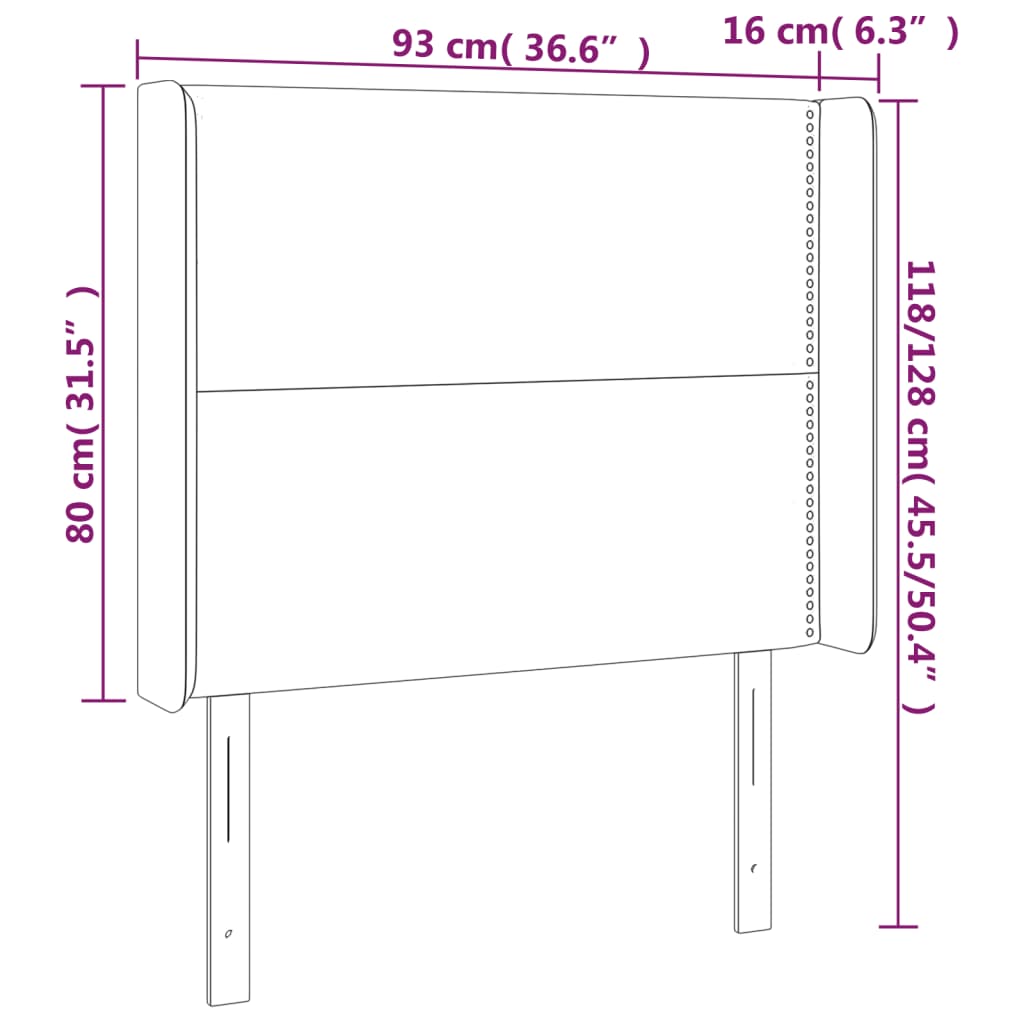 vidaXL Kopfteil mit Ohren Dunkelbraun 93x16x118/128 cm Stoff