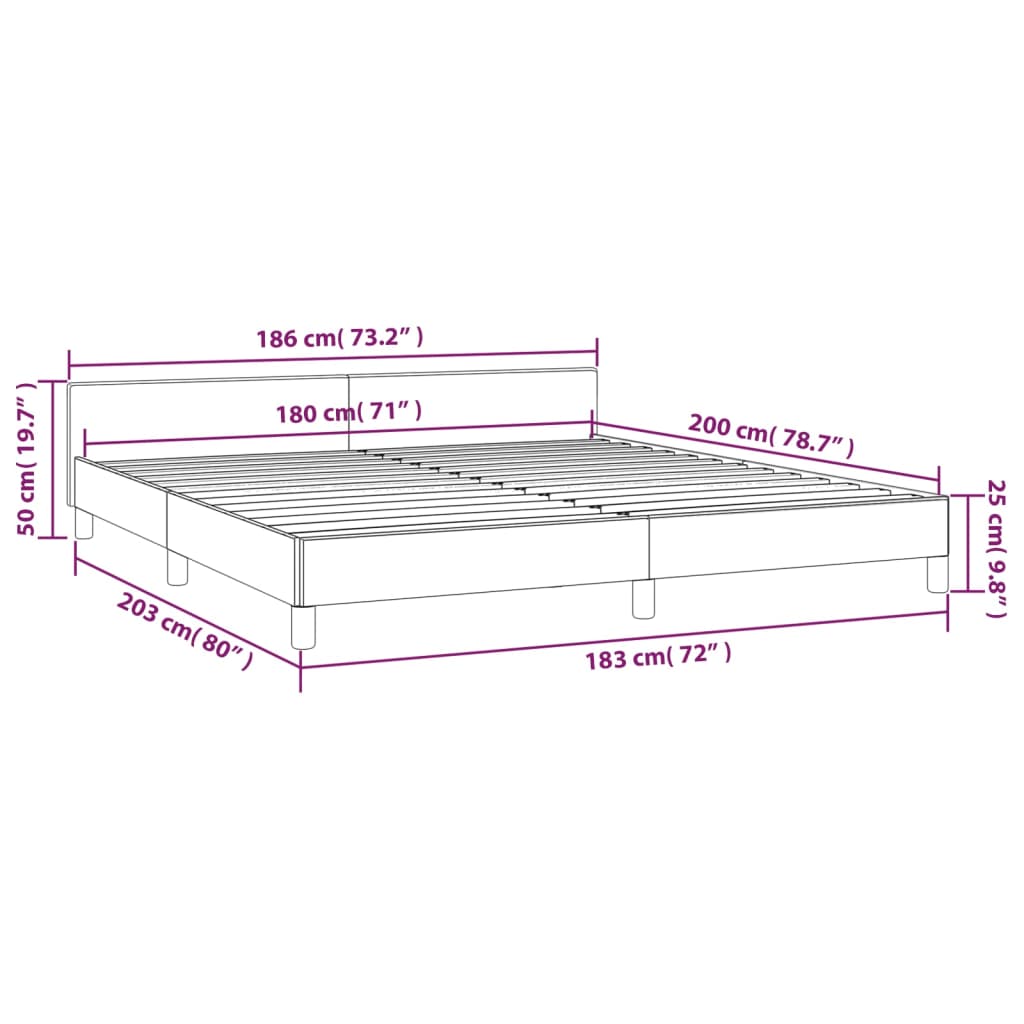 vidaXL Bettgestell mit Kopfteil Dunkelgrau 180x200 cm Samt