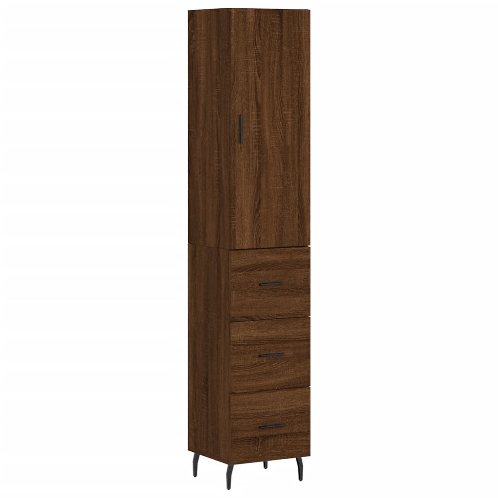 vidaXL Highboard Braun Eichen-Optik 34,5x34x180 cm Holzwerkstoff