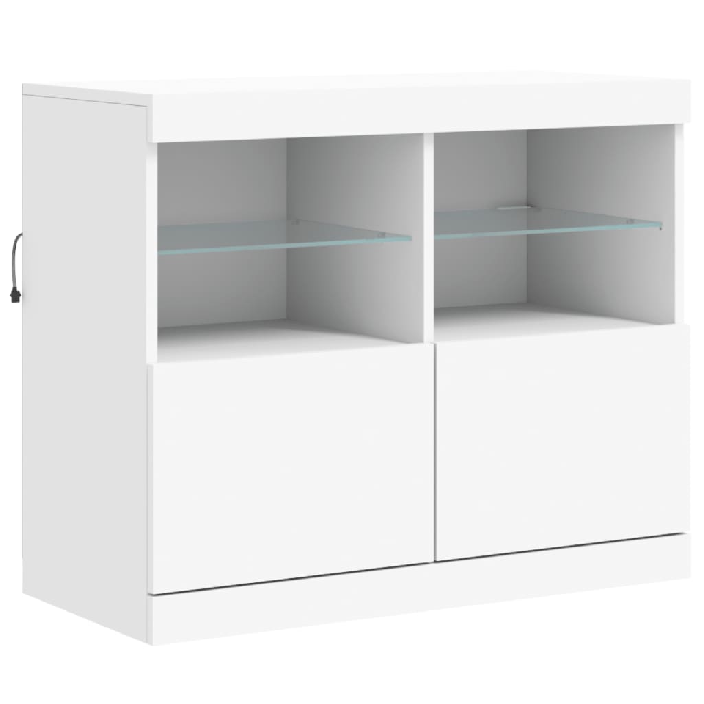 vidaXL Sideboard mit LED-Leuchten Weiß 163x37x67 cm