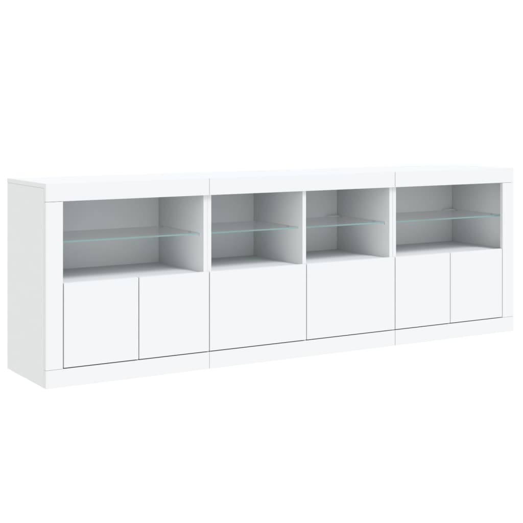 vidaXL Sideboard mit LED-Leuchten Weiß 202x37x67 cm