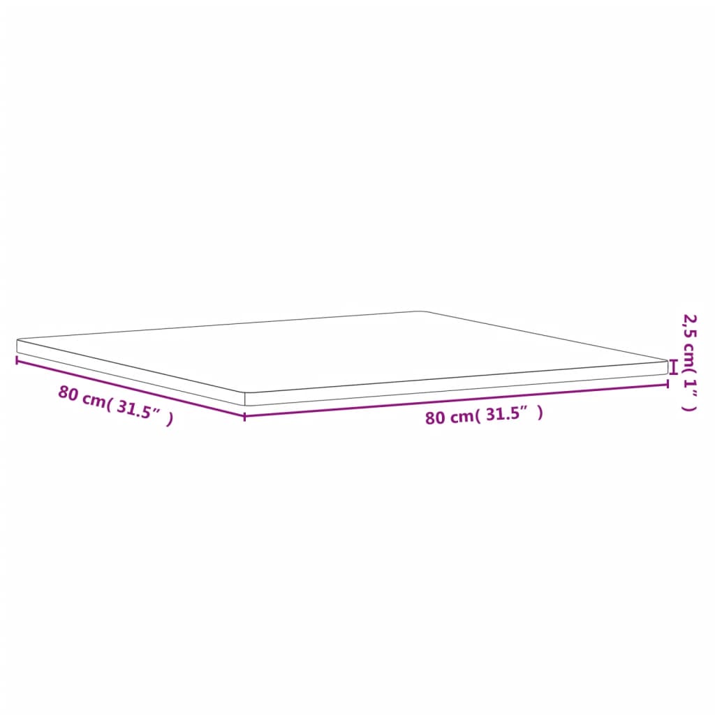 vidaXL Tischplatte 80x80x2,5 cm Quadratisch Massivholz Buche