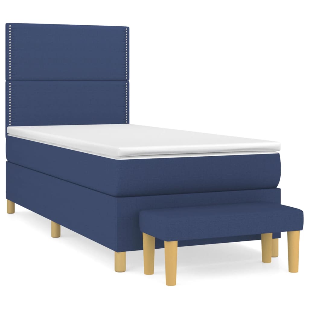 vidaXL Boxspringbett mit Matratze Blau 90x190 cm Stoff