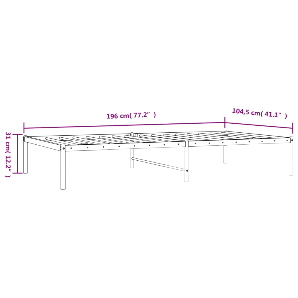 vidaXL Bettgestell Metall Schwarz 100x190 cm