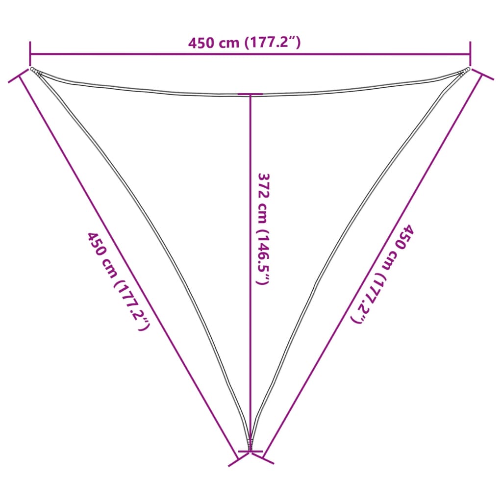 vidaXL Sonnensegel Hellgrau 4,5x4,5x4,5 m 100% Polyester Oxford