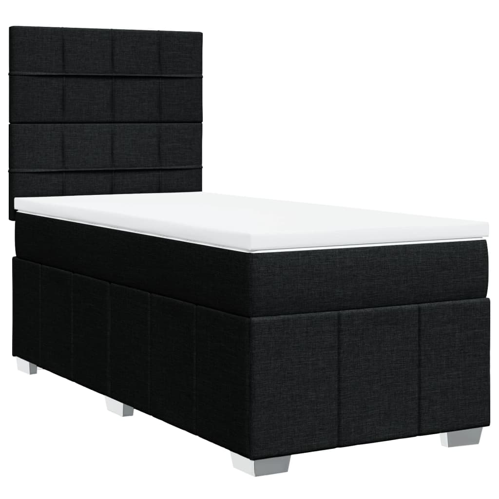 vidaXL Boxspringbett mit Matratze Schwarz 80x200 cm Stoff