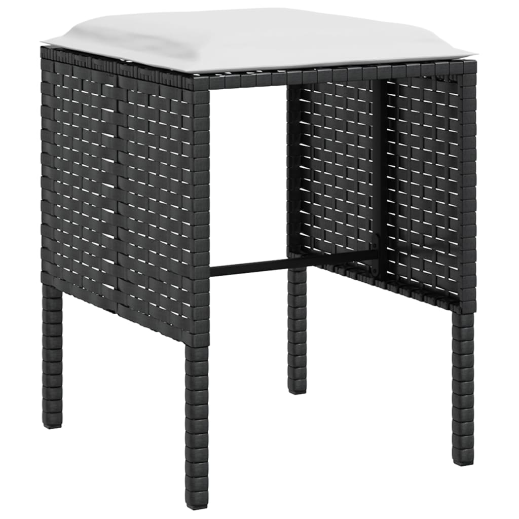 vidaXL 5-tlg. Sofagarnitur in L-Form mit Kissen Poly Rattan Schwarz