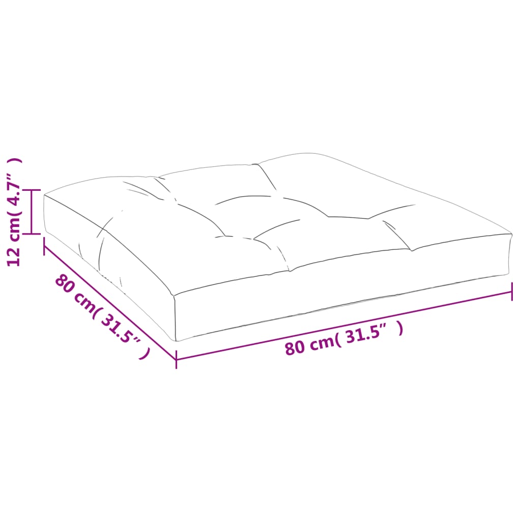 vidaXL Palettenkissen Blattmuster 80x80x12 cm Stoff