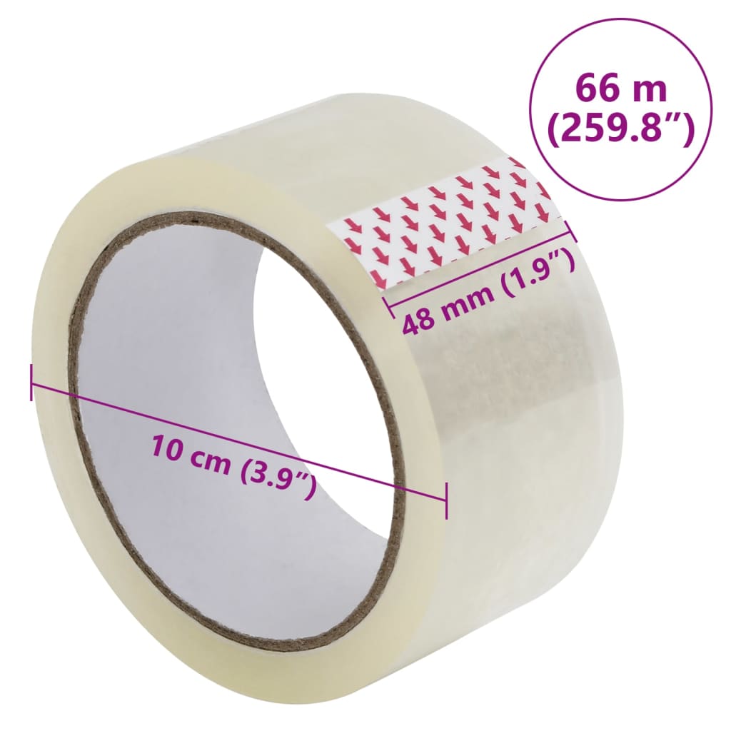 vidaXL Paketklebeband 12 Stk. Transparent 48 mm x 66 m