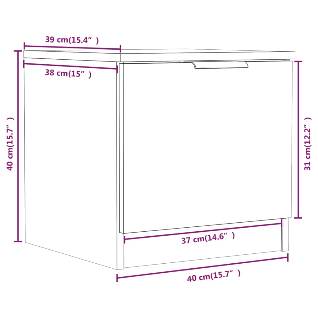 vidaXL Nachttische 2 Stk. Betongrau 40x39x40 cm