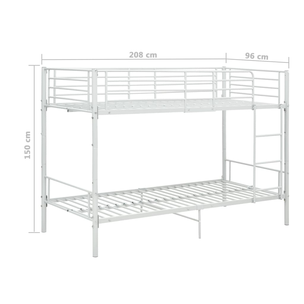 vidaXL Etagenbett Weiß Metall 90×200 cm