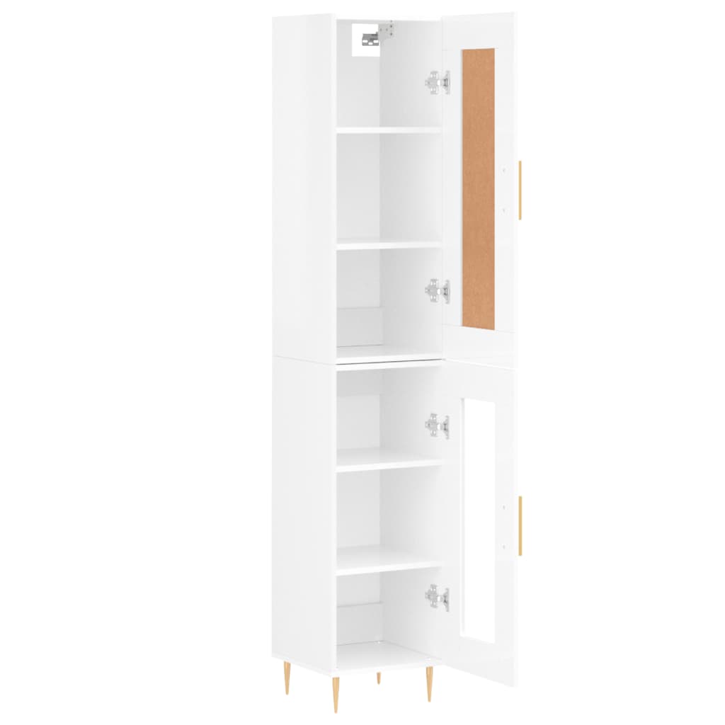 vidaXL Highboard Hochglanz-Weiß 34,5x34x180 cm Holzwerkstoff