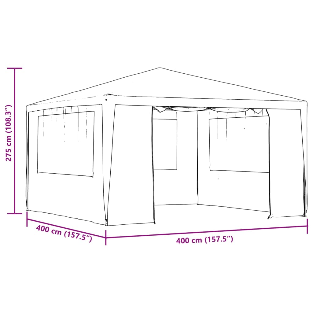 vidaXL Profi-Partyzelt mit Seitenwänden 4×4 m Weiß 90 g/m²