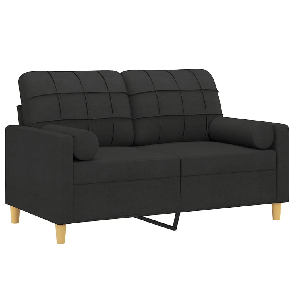 vidaXL 2-Sitzer-Sofa mit Zierkissen Schwarz 120 cm Stoff