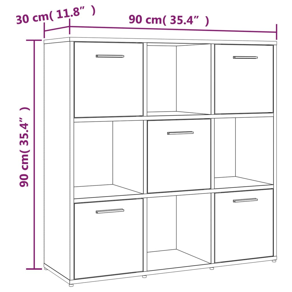 vidaXL Bücherregal Räuchereiche 90x30x90 cm Holzwerkstoff