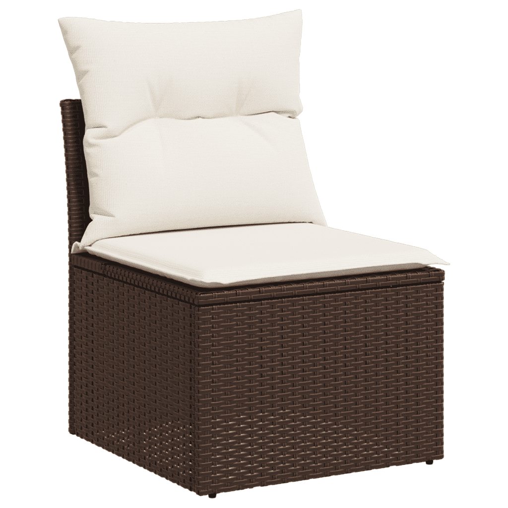 vidaXL 9-tlg. Garten-Sofagarnitur mit Kissen Braun Poly Rattan