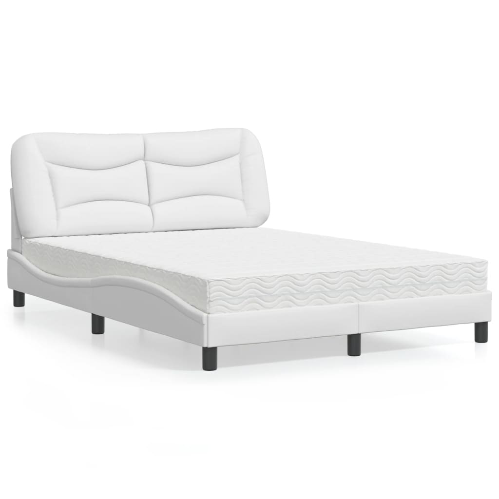 vidaXL Bett mit Matratze Weiß 120x200 cm Kunstleder
