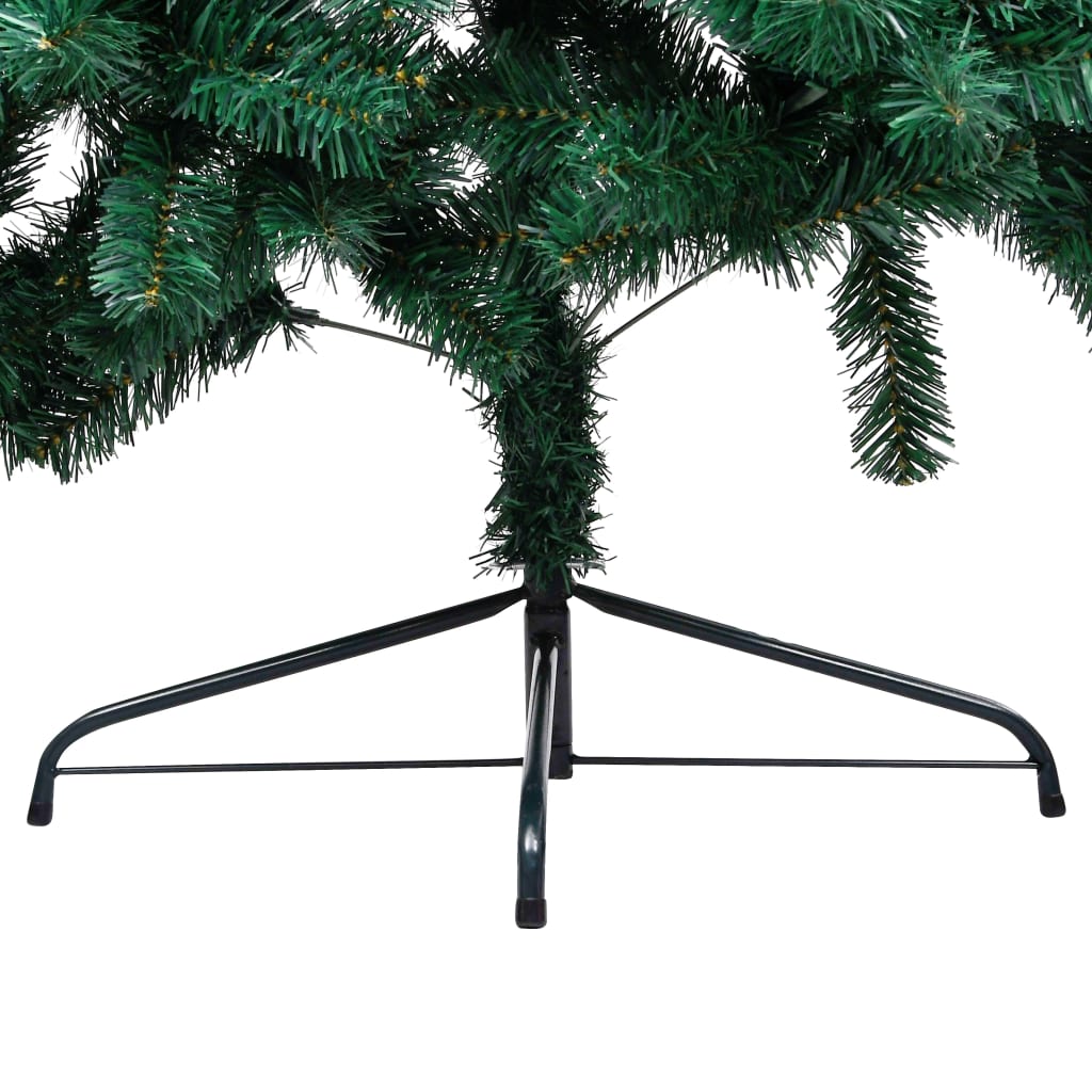 vidaXL Künstlicher Halb-Weihnachtsbaum Beleuchtung Kugeln Grün 120 cm