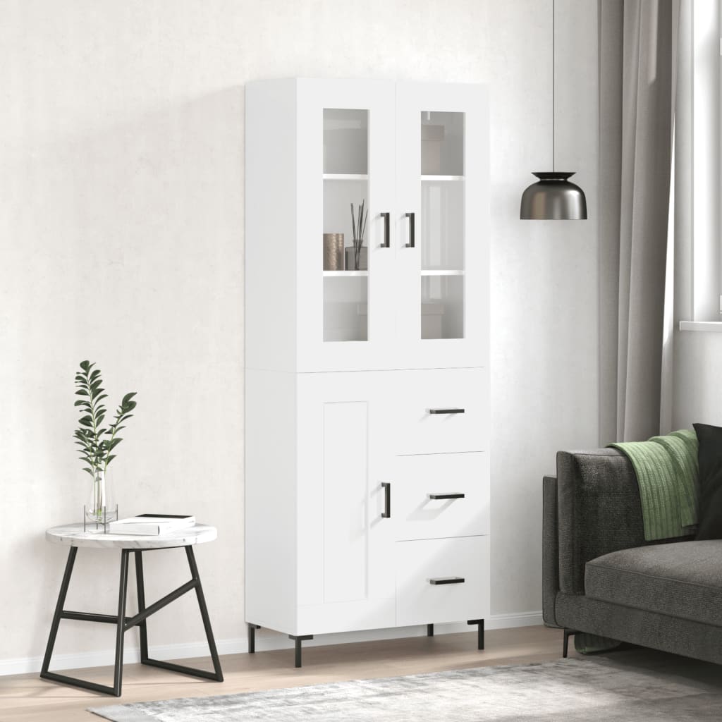 vidaXL Highboard Hochglanz-Weiß 69,5x34x180 cm Holzwerkstoff