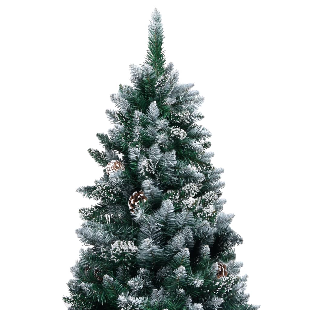 vidaXL Künstlicher Weihnachtsbaum mit Beleuchtung Kugeln Zapfen 210 cm