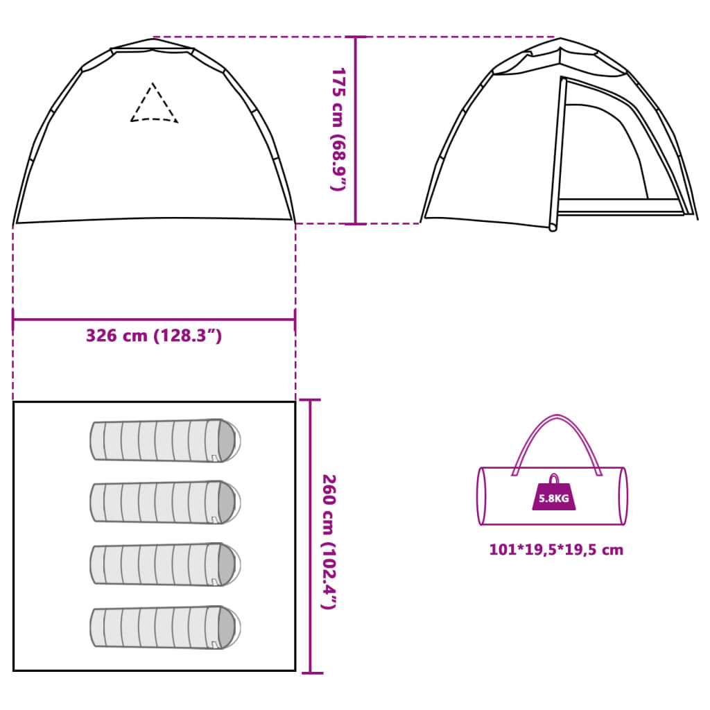 vidaXL Kuppel-Campingzelt 4 Personen Blau Quick Release