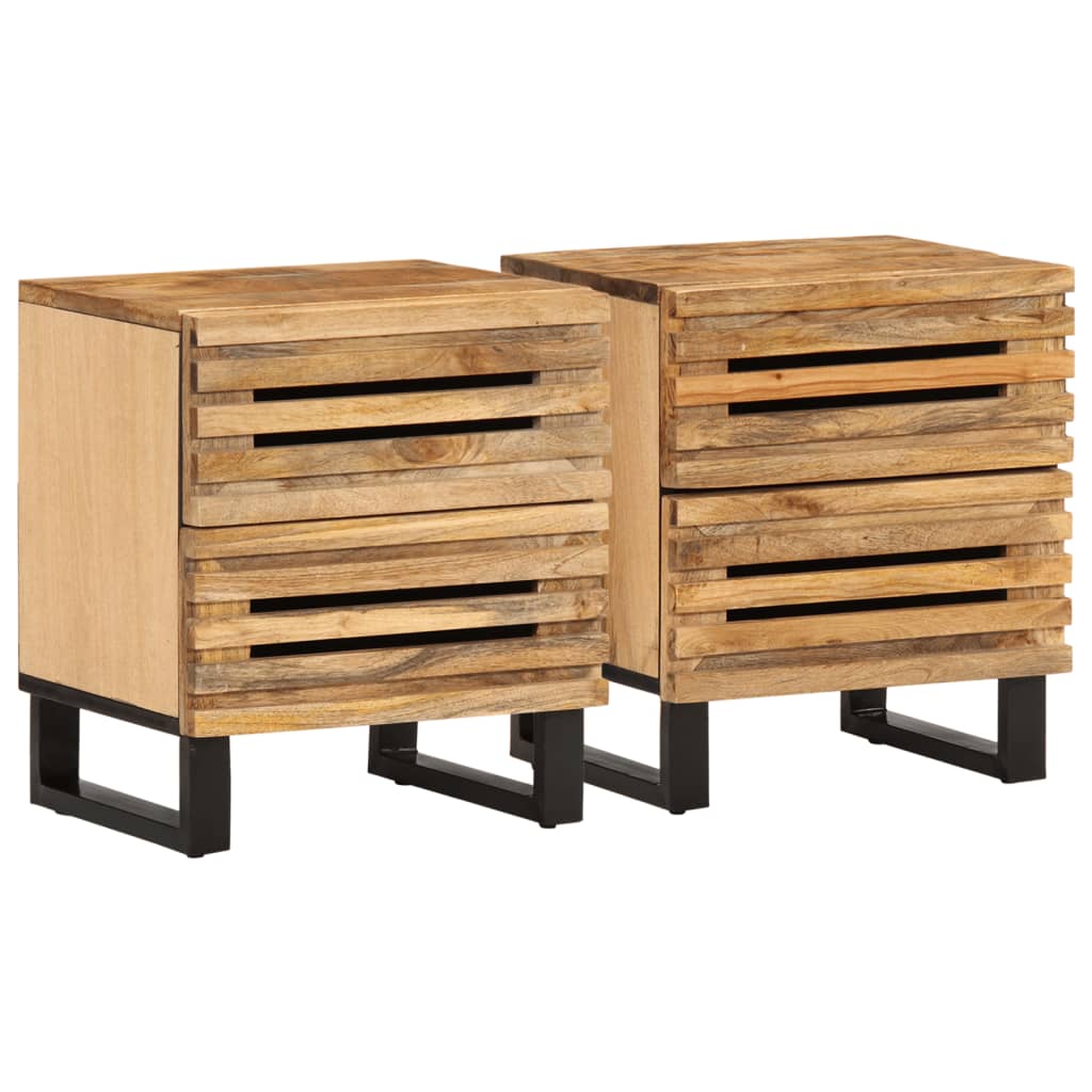 vidaXL Nachttische 2 Stk. 40x34x46 cm Raues Mangoholz