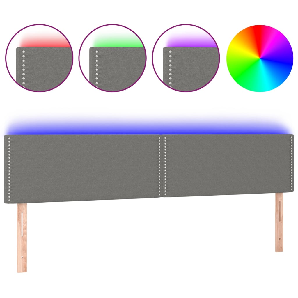 vidaXL LED Kopfteil Dunkelgrau 200x5x78/88 cm Stoff