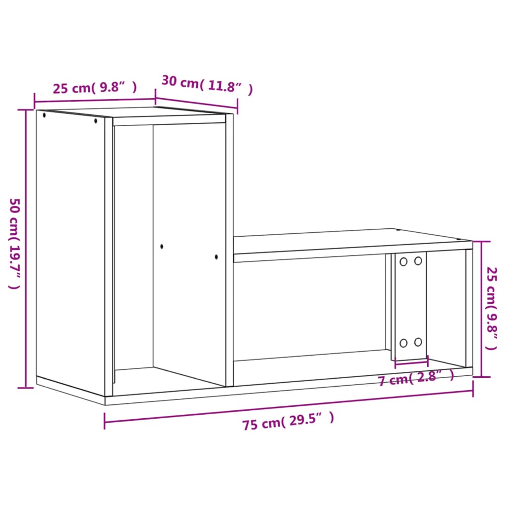 vidaXL TV-Schränke 2 Stk. Grau Sonoma 75x30x50 cm Holzwerkstoff