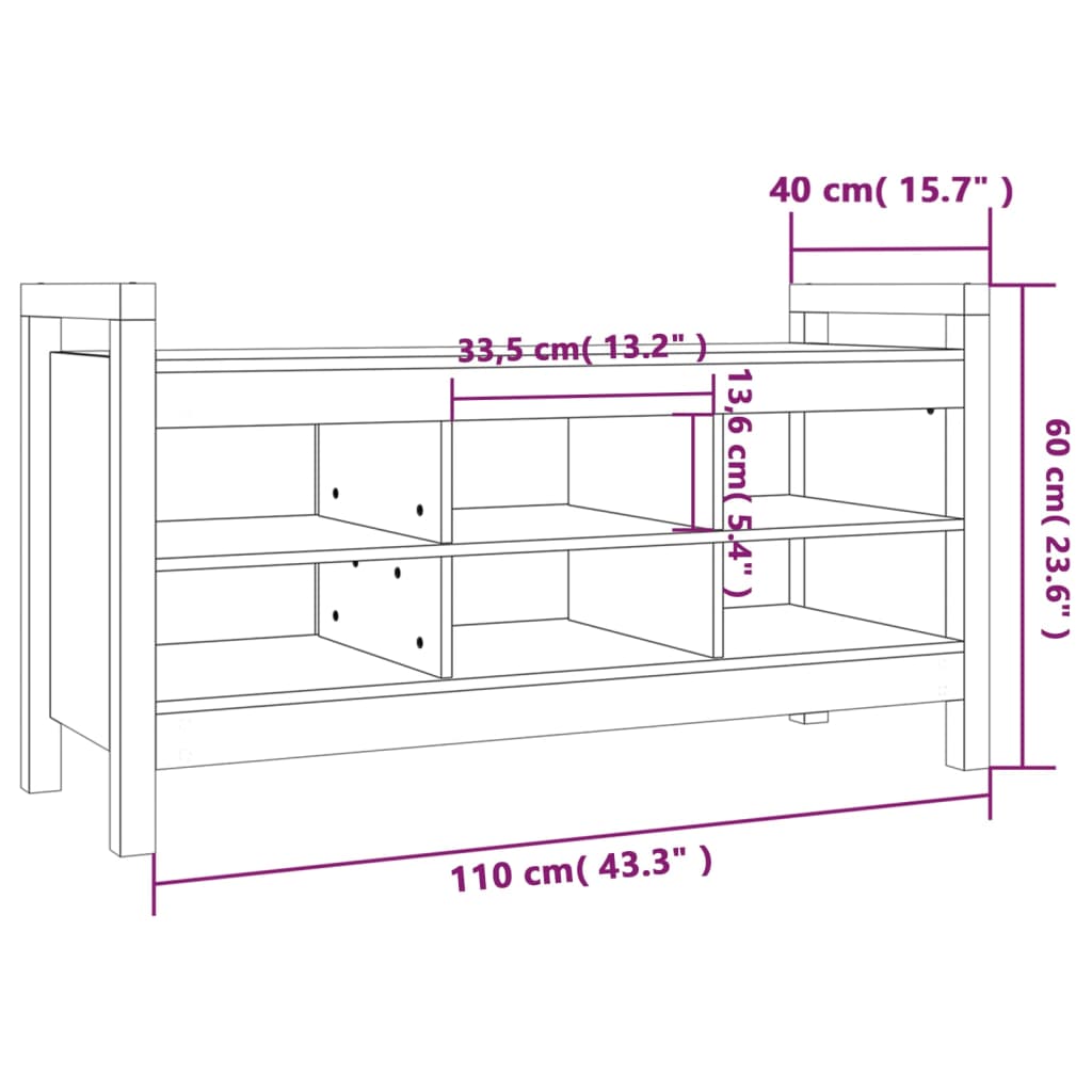 vidaXL Flurbank 110x40x60 cm Massivholz Kiefer