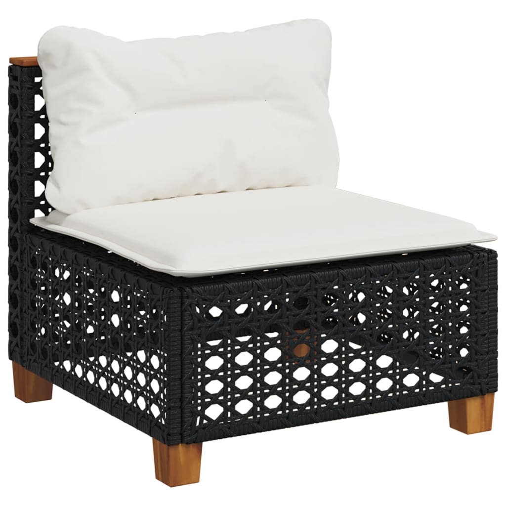 vidaXL 6-tlg. Garten-Sofagarnitur mit Kissen Schwarz Poly Rattan