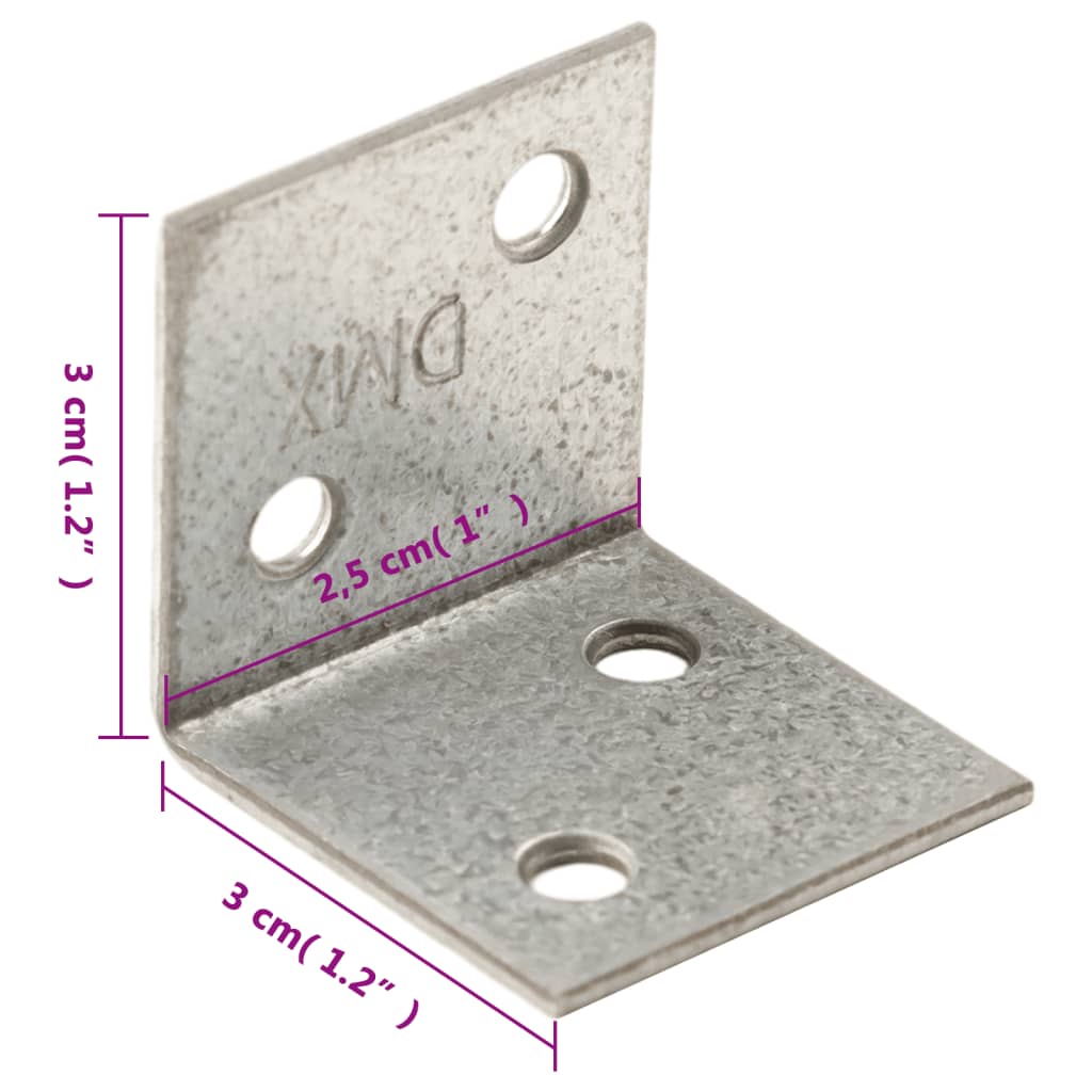 vidaXL Winkelhalterungen 150 Stk. 2 mm 30x25x30 mm Verzinkter Stahl