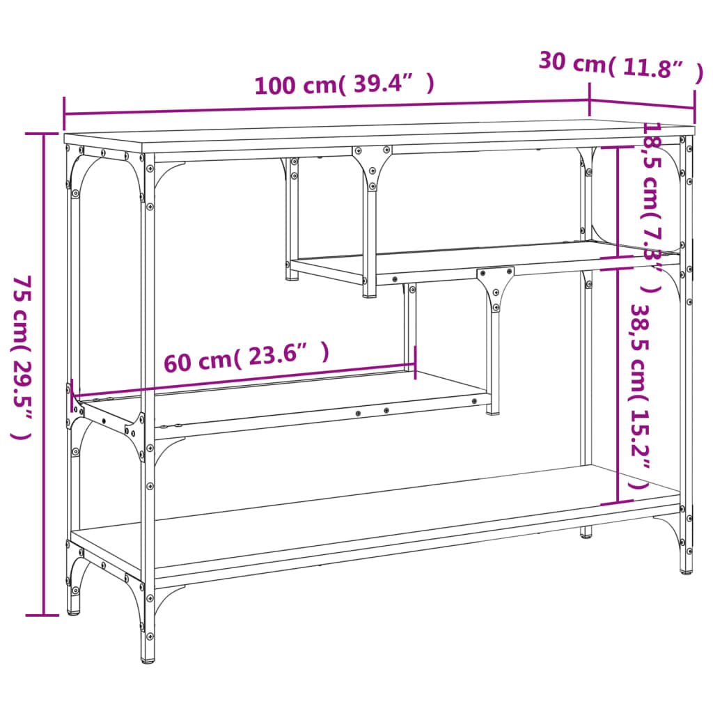 vidaXL Konsolentisch Schwarz 100x30x75 cm Holzwerkstoff