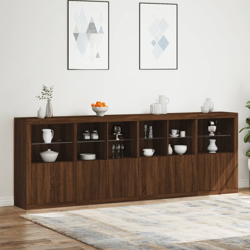 vidaXL Sideboard mit LED-Leuchten Braun Eichen-Optik 283x37x100 cm