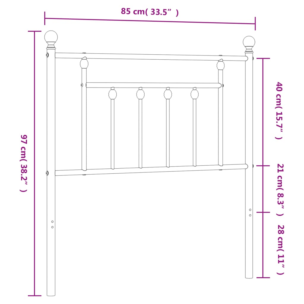 vidaXL Kopfteil Metall Weiß 80 cm