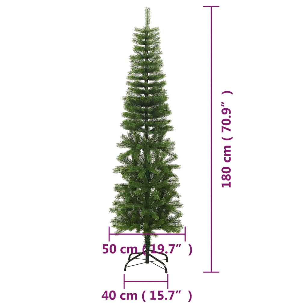 vidaXL Künstlicher Weihnachtsbaum mit Ständer Schlank 180 cm PE