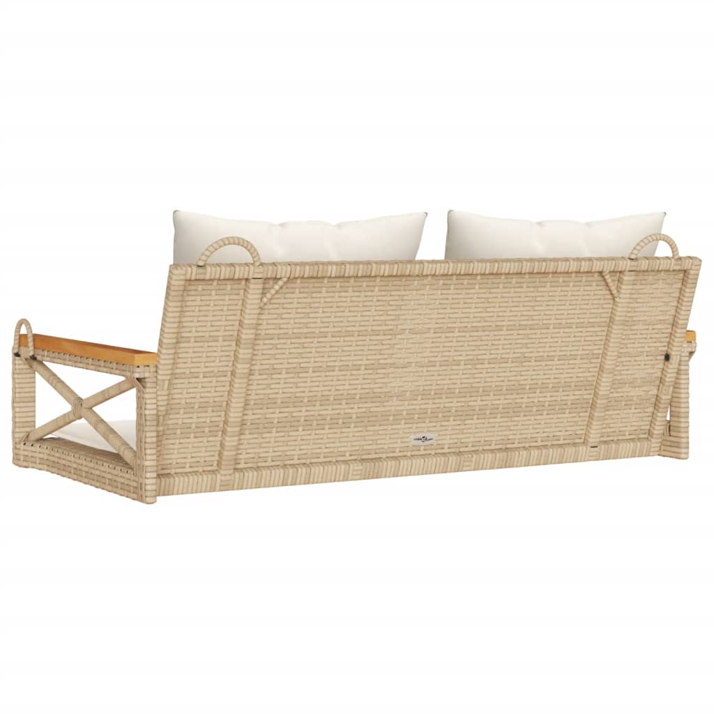 vidaXL Hängebank mit Kissen Beige 109x62x40 cm Poly Rattan