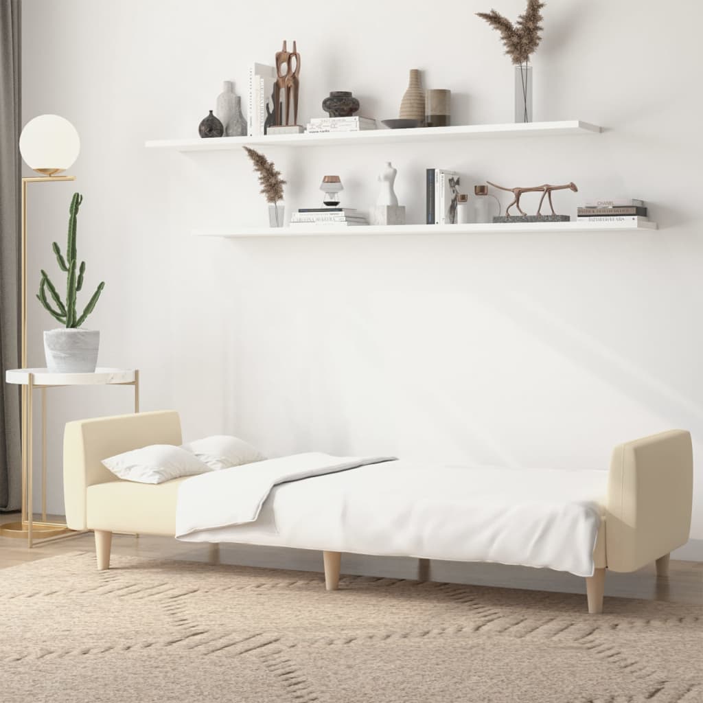 vidaXL Schlafsofa 2-Sitzer Creme Stoff