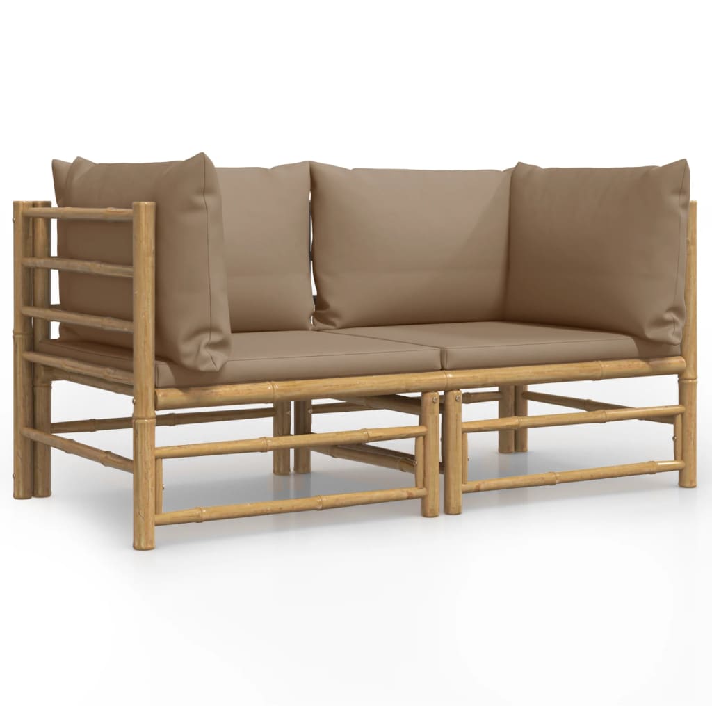 vidaXL Garten-Ecksofas mit Taupe Kissen 2 Stk. Bambus