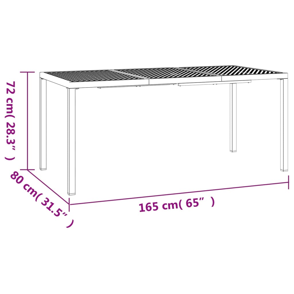 vidaXL Gartentisch Anthrazit 165x80x72 cm Stahl