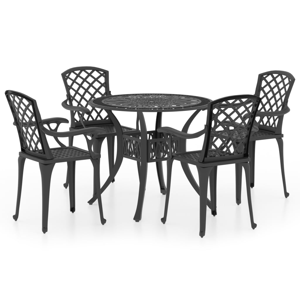 vidaXL 5-tlg. Bistro-Set Aluminiumguss Schwarz